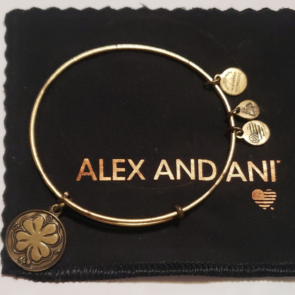 Alex and Ani Gold Floral Charm Bracelet